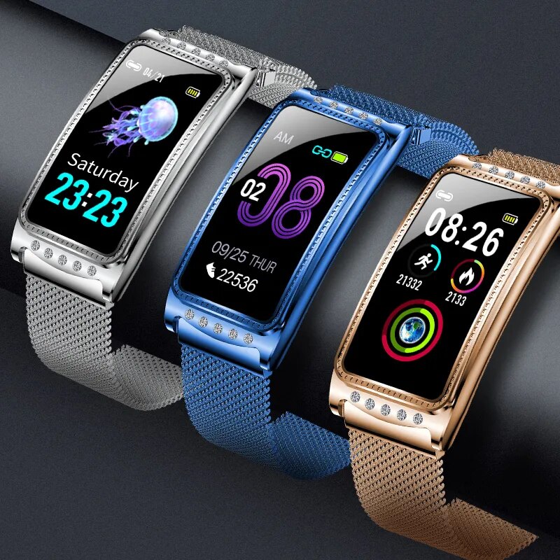 Новые умные часы F28 для женщин, браслет для фитнеса, спортивные часы, браслет с пульсометром, монитором кровяного давления, часы с трекером