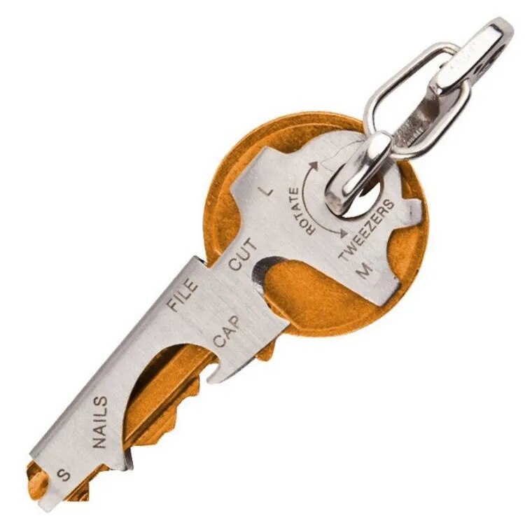 8 in 1 Stainless Steel Multi-function EDC Camping Keychain Outdoor Survival Gear Multi Function Tool Bottle Opener Screwdriver